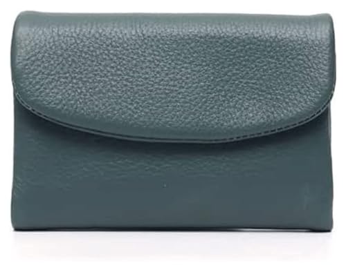 Geldbörsen Brieftasche Kurze Damen-Geldbörse aus Leder, klassisch, dreifach faltbar, Kartenhalter, einfache Klappe, mit Schnappverschluss, Münzgeldbörsen, neues Münzfach, reißfest Mode ( Color : Blue- von OXOAMP