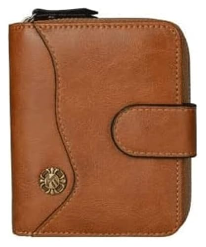 Geldbörsen Brieftasche Pu-Leder-Geldbörse Retro Schlanker Kartenhalter Unisex Multifunktionales Münzfach Kann Mehrere Kreditkarten aufbewahren Münzgeldbörsen Mode ( Color : Brown-1 , Size : 9x11.5cm ) von OXOAMP