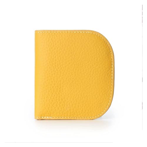 OXOAMP Geldbörsen Brieftasche Neue Damen-Geldbörse aus Leder, schlank, einfach, Kartenhalter, tragbare Schnalle, Münzgeldbörsen, 6 Kartenfächer, reißfest Mode (Color : Yellow) von OXOAMP