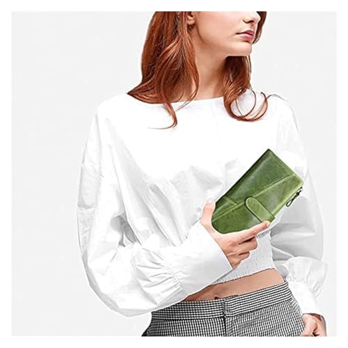 OXOAMP Geldbörsen Brieftasche Neue Damen-Leder-Geldbörse, Langer Stil, großes Fassungsvermögen, Kartenhalter, klassisches Münzfach, Unisex-Geldbörsen Mode (Color : Green, Size : 9x19cm) von OXOAMP
