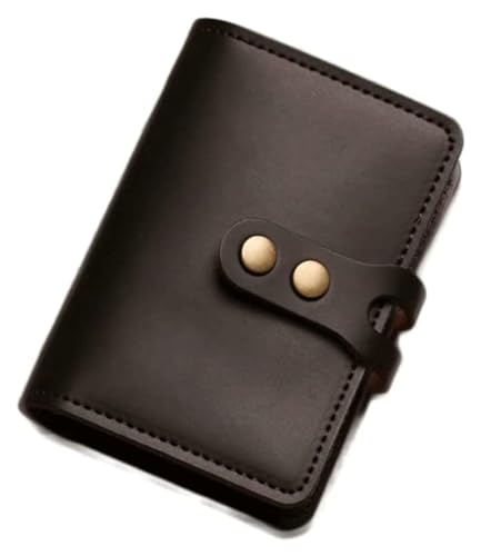 OXOAMP Geldbörsen Brieftasche Vintage Damen Leder Geldbörse Herren Große Kapazität Kartenhalter Einfache tragbare Geldbörsen mit Snap-Münzfach Mode (Color : Noir) von OXOAMP