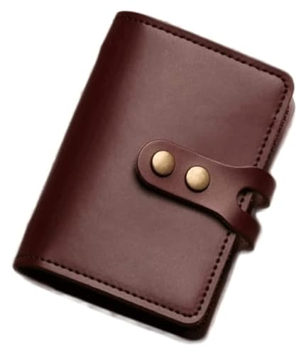 OXOAMP Geldbörsen Brieftasche Vintage Damen Leder Geldbörse Herren Große Kapazität Kartenhalter Einfache tragbare Geldbörsen mit Snap-Münzfach Mode (Color : Wine Red) von OXOAMP