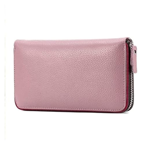 OXOAMP Geldbörsen Damen-Geldbörse aus Leder, tragbar, großes Fassungsvermögen, Münzgeldbörsen, klassischer Langer Stil, Kartenhalter, Unisex-Münzfach, reißfest Mode (Color : Pink, Size : 20x10.5) von OXOAMP