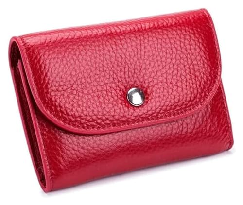 OXOAMP Geldbörsen Geldbörse Damen Leder Geldbörse Lässig Einfach Kurz Kartenhalter Herren Münzfach Klassische Geldbörsen mit Reißverschluss Reißfest Mode (Color : Red, Size : 8.5x10cm) von OXOAMP