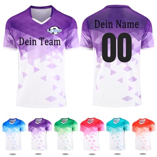 Fussball Shirt Kinder Erwachsene mit Nummer Name Team Logo Benutzerdefiniert Fußball Kostüm Kinder von OXOQAQ