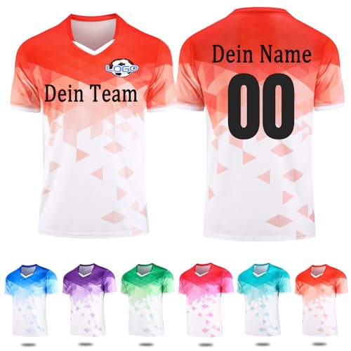 Fussball Shirt Kinder Erwachsene mit Nummer Name Team Logo Benutzerdefiniert Fußball Kostüm Kinder von OXOQAQ
