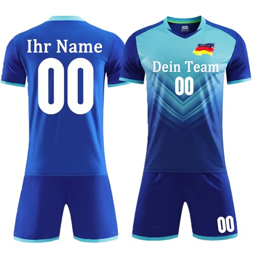 OXOQAQ Benutzerdefiniert Fussball Trikot Kinder Set mit Namen Nummer Team Logo Personalisiert Fussball Trikot Set für Kinder Erwachsene von OXOQAQ