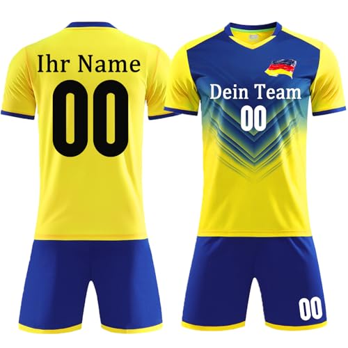OXOQAQ Benutzerdefiniert Fussball Trikot Kinder Set mit Namen Nummer Team Logo Personalisiert Fussball Trikot Set für Kinder Erwachsene von OXOQAQ