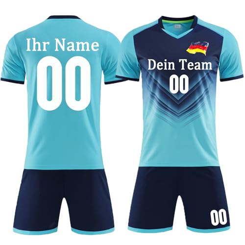 OXOQAQ Benutzerdefiniert Fussball Trikot Kinder Set mit Namen Nummer Team Logo Personalisiert Fussball Trikot Set für Kinder Erwachsene von OXOQAQ