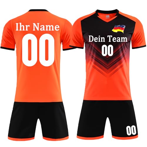 OXOQAQ Benutzerdefiniert Fussball Trikot Kinder Set mit Namen Nummer Team Logo Personalisiert Fussball Trikot Set für Kinder Erwachsene von OXOQAQ