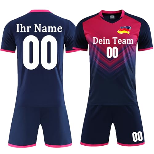 OXOQAQ Benutzerdefiniert Fussball Trikot Kinder Set mit Namen Nummer Team Logo Personalisiert Fussball Trikot Set für Kinder Erwachsene von OXOQAQ