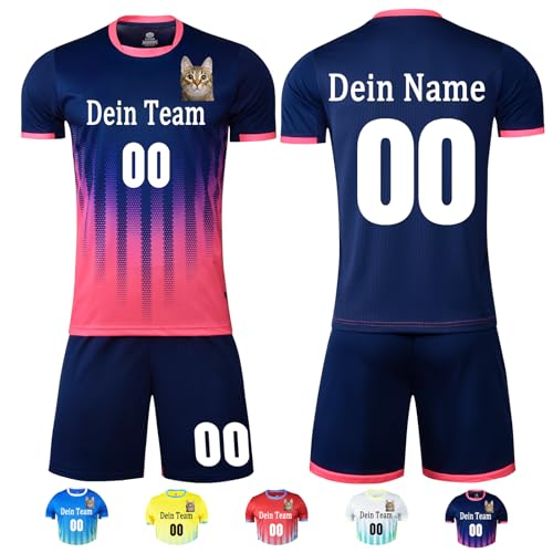 OXOQAQ Fussball Trikot Kinder Set Personalisiert Fußball Trikot Kinder Herren Jungen mit Namen Nummer Team Logo von OXOQAQ
