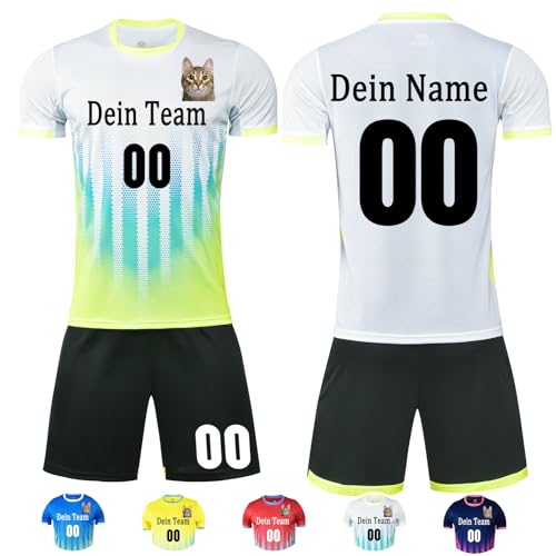 OXOQAQ Fussball Trikot Kinder Set Personalisiert Fußball Trikot Kinder Herren Jungen mit Namen Nummer Team Logo von OXOQAQ