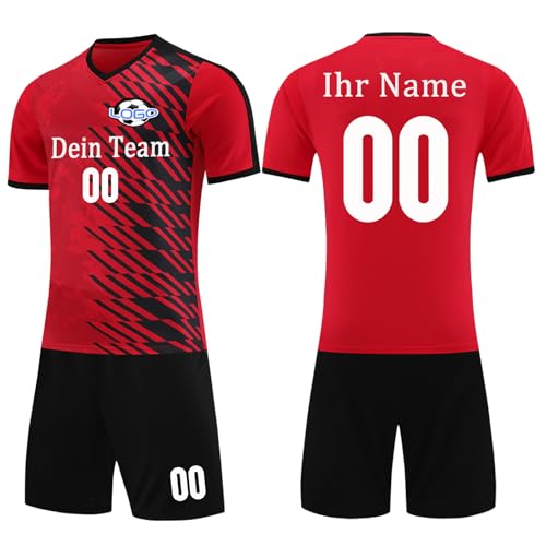 OXOQAQ Fussball Trikot Kinder Set Personalisiert Fußball Trikot Set Jungen mit Namen Nummer Team Logo von OXOQAQ