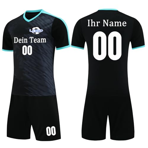 OXOQAQ Fussball Trikot Kinder Set Personalisiert Fußball Trikot Set Jungen mit Namen Nummer Team Logo von OXOQAQ