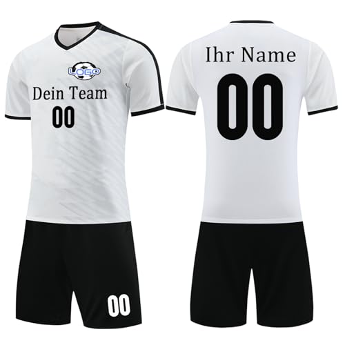 OXOQAQ Fussball Trikot Kinder Set Personalisiert Fußball Trikot Set Jungen mit Namen Nummer Team Logo von OXOQAQ