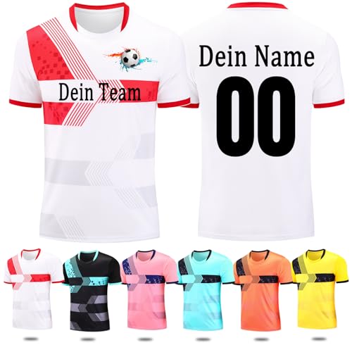 OXOQAQ Fussball Trikot Selber Gestalten Personalisierte Fußball Trikot Kinder mit Namen Nummer Team Logo von OXOQAQ