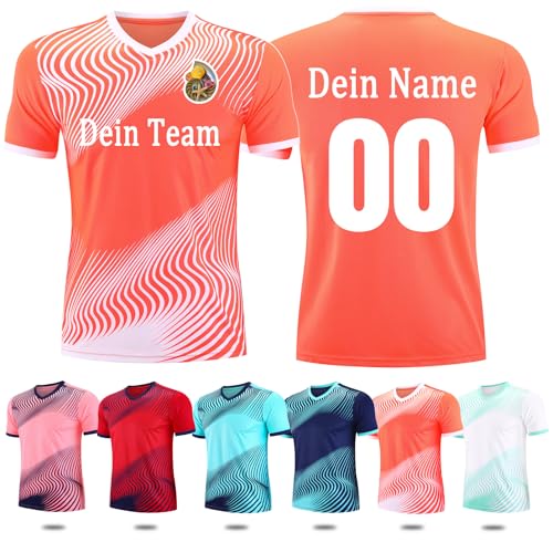 OXOQAQ Personalisiertes Fußball Shirt & Shorts Football Trikot Jersey Set mit Namen Nummer Team Logo von OXOQAQ
