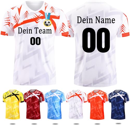 OXOQAQ Trikot Kinder Personalisiert Mädchen Eigener Name - Personalisierte Fußball-Trainingstrikots für Jungen Herren Damen Mädchen mit Nummer von OXOQAQ