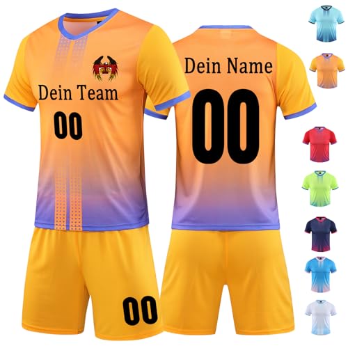 OXOQAQ Trikot Set Kinder Personalisiert Hause/Auswärts Fußball Trikot für Herren Jungen Fussball Trikot Football Jersey mit Namen Nummer Team Logo von OXOQAQ