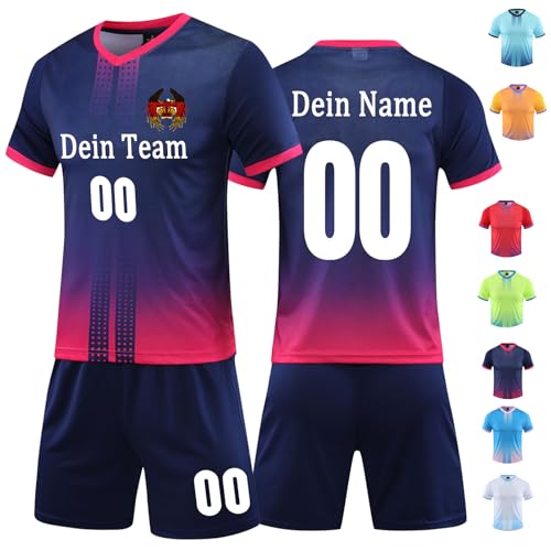 OXOQAQ Trikot Set Kinder Personalisiert Hause/Auswärts Fußball Trikot für Herren Jungen Fussball Trikot Football Jersey mit Namen Nummer Team Logo von OXOQAQ