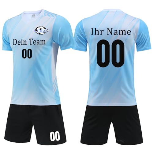 OXOQAQ Trikot mit Eigenem Namen Mädchen Herren Fussball Kostüm mit Nummer Team Logo von OXOQAQ