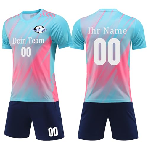 OXOQAQ Trikot mit Eigenem Namen Mädchen Herren Fussball Kostüm mit Nummer Team Logo von OXOQAQ