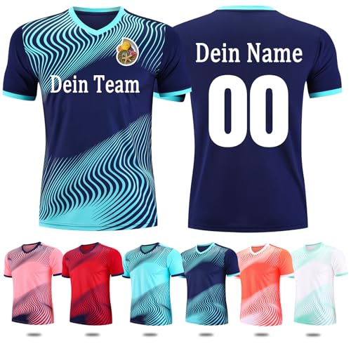 OXOQAQ Personalisiertes Fußball Shirt & Shorts Football Trikot Jersey Set mit Namen Nummer Team Logo von OXOQAQ