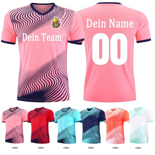 Trikot Personalisiert Fußball Shirt & Shorts Football Trikot Jersey Set mit Namen Nummer Team Logo von OXOQAQ