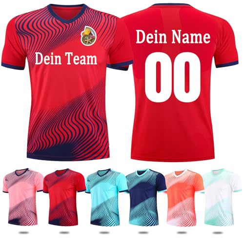 Trikot Personalisiert Fußball Shirt & Shorts Football Trikot Jersey Set mit Namen Nummer Team Logo von OXOQAQ