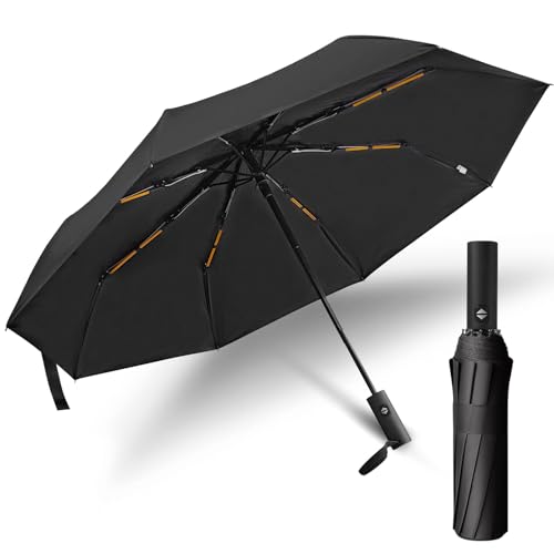 Regenschirm Sturmfest – Mini-Regenschirm mit Automatischem Auf-und Zuklappen, Winddicht und Robust, Ideal für Regen und Sonne, Taschenformat für Einfaches Tragen(Schwarz) von OXTXO
