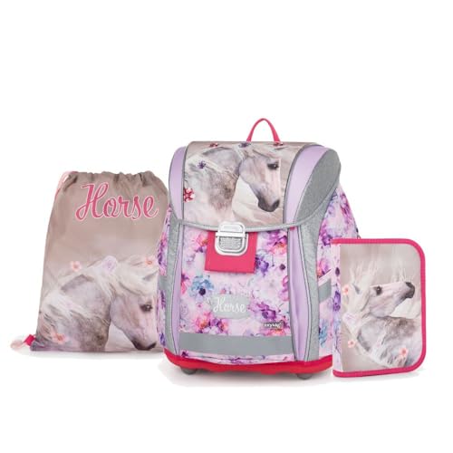 OXY BAG Schulranzen 3 TLG Set Premium Light Ergonomische Schulrucksack Set Ergonomisch, 27L, Reflektoren, mit Etui & Sportbeutel Schulset mädchen für 1. - 3. Klasse Back to School von OXY BAG