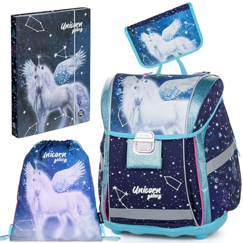 OXY BAG Schulranzen 4 Teilig Ergonomischer Schulrucksack Set Sportbeutel & Federmappe mit A4 Dokumentenbox Leicht Schulset Jungen Mädchen Schultasche für 1. - 3. Klasse Back to School von OXY BAG