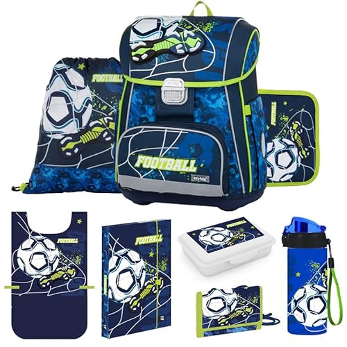 OXYBAG Schulranzen 8 Teilig Ergonomischer Schulrucksack Set Sportbeutel Federmappe Kunstponcho Trinkflasche Snackbox Leicht Schulset Jungen Mädchen Schultasche für 1. - 3. Klasse Back to School von OXY BAG