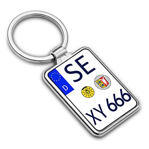 OXYEFEI Personalisierter Kennzeichen Schlüsselanhänger, Auto Nummernschild Beidseitig Bedruckt Anhänger mit Name KFZ Geschenk für Führerschein Männer von OXYEFEI