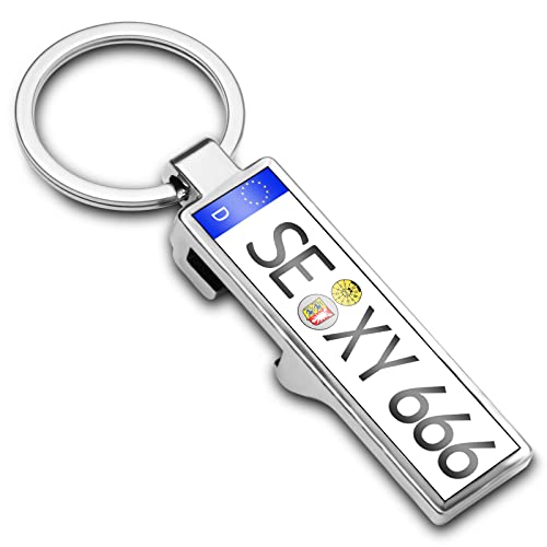 OXYEFEI Personalisierter Kennzeichen Schlüsselanhänger, Auto Nummernschild Beidseitig Bedruckt Anhänger mit Name KFZ Geschenk für Führerschein Männer von OXYEFEI