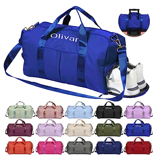 Personalisiert Sporttasche Damen, Wasserdicht Gym Bag mit Sporthandtuch OXYEFEI Embroidery Namen Klassische Sporttaschen Faltbare als Groß Mommy Bag Schwimmtasche Fitness für Damen Mama (Dunkelblau1) von OXYEFEI