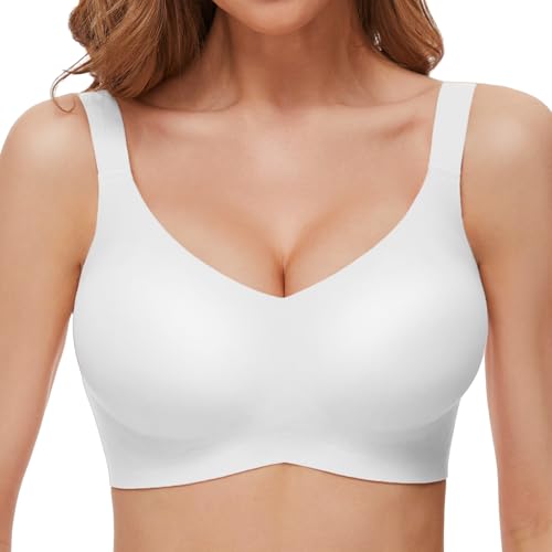 OXYIBRAS Drahtloser BH Damen Ohne Bügel V-Ausschnitt Bralette Damen BHS High Elastizität Und Ultrakomfortabler T Shirt Schlaf BH Mit ZusäTzlicher BH-VerläNgerung WTXL von OXYIBRAS