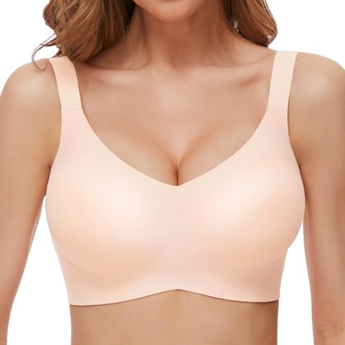 OXYIBRAS Drahtloser Minimizer BH Damen Ohne Bügel V-Ausschnitt Bralette Damen BHS High Elastizität Und Ultrakomfortabler T Shirt Schlaf BH Mit ZusäTzlicher BH-VerläNgerung BGL von OXYIBRAS