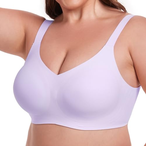 OXYIBRAS Drahtloser Minimizer BH Damen Ohne Bügel V-Ausschnitt Bralette Damen BHS High Elastizität Und Ultrakomfortabler T Shirt Schlaf BH Mit ZusäTzlicher BH-VerläNgerung PPL von OXYIBRAS