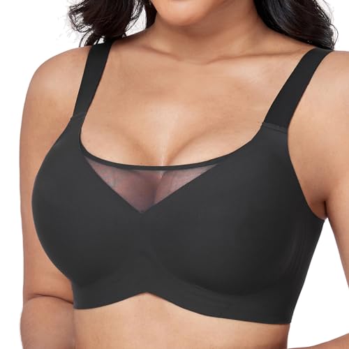 OXYIBRAS Modisch Mesh BH Damen Ohne Bügel Nahtloser BH Atmungsaktiv Bralette Damen Minimizer BHS T Shirt Schlaf BH Mit ZusäTzlicher BH-VerläNgerung BK3XL von OXYIBRAS