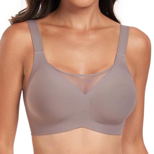 OXYIBRAS Modisch Mesh BH Damen Ohne Bügel Nahtloser BH Atmungsaktiv Bralette Damen Minimizer BHS T Shirt Schlaf BH Mit ZusäTzlicher BH-VerläNgerung GRL von OXYIBRAS