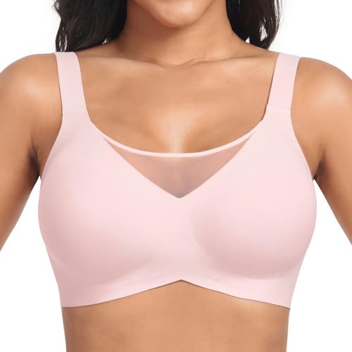 OXYIBRAS Modisch Mesh BH Damen Ohne Bügel Nahtloser BH Atmungsaktiv Bralette Damen Minimizer BHS T Shirt Schlaf BH Mit ZusäTzlicher BH-VerläNgerung PKXXL von OXYIBRAS