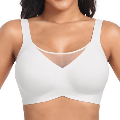 OXYIBRAS Modisch Mesh BH Damen Ohne Bügel Nahtloser BH Atmungsaktiv Bralette Damen Minimizer BHS T Shirt Schlaf BH Mit ZusäTzlicher BH-VerläNgerung WTM von OXYIBRAS