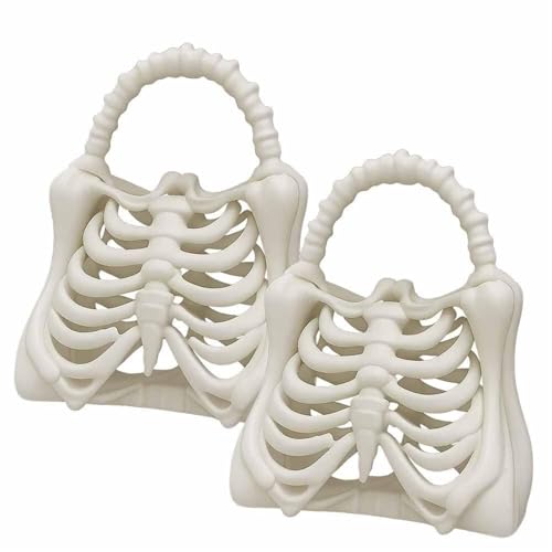 OYCXXCX 3D-gedruckte Skelettknochentasche, Gothic-Brustkorb-Tasche, Gruselige Halloween-Skelett-Handtasche, Anatomische Knochen (2) von OYCXXCX