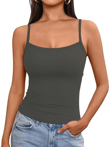 OYIGELZ Tank Top Damen Summer Träger Top Ärmelloser Unterhemd Y2K Slim Fit Crop Tops Basic Shirt Camisole Oberteile Streetwear(Grau-T1,XS) von OYIGELZ
