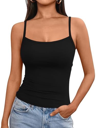 OYIGELZ Tank Top Damen Summer Träger Top Ärmelloser Unterhemd Y2K Slim Fit Crop Tops Basic Shirt Camisole Oberteile Streetwear(Schwarz-T1,M) von OYIGELZ