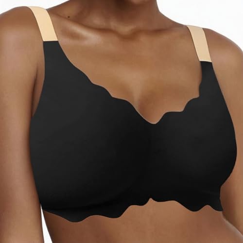 OYIWINMI BH Damen Ohne Bügel Nahtloser Push Up Brüste Starker Halt Bequemer Seamless Klassische Bralette Blütenblatt-Design Bügelloser Bra T Shirt von OYIWINMI