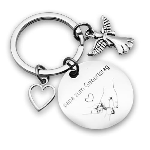 OYIWINMI Papa Geschenk Edelstahl Schlüsselanhänger Graviert mit Papa zum Geburtstag Personalisiert Vatertagsgeschenk Geburtstagsgeschenk für Papa Geschenkidee von Tochter Sohn von OYIWINMI