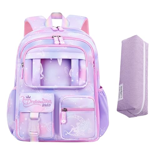 OYIWINMI Schultasche Mädchen 1 Klasse Set 3 teilig Ergonomische Schulranzen Ultraleicht mit Cord Federmäppchen und Hase Plüsch Schlüsselanhänger Sicher Reflektoren Wasserdicht Grundschule Schultaschen von OYIWINMI